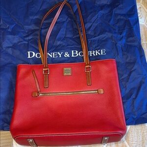 Dooney & Bourke Red Pebbled Leather Tote Bag